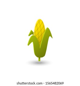 Vector colorful corn icon in flat style isolated on a white background.