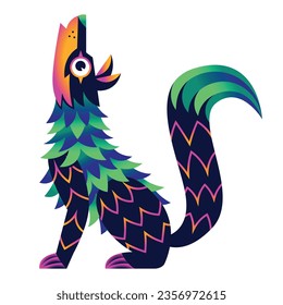 Vector Colorful Coyote Alebrije Monster Illustration Isolated