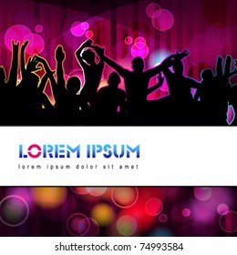 Vector colorful crowd of party people silhouettes background