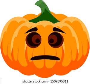 Vector colorful crying sad pumpkin. Autumn and halloween symbol