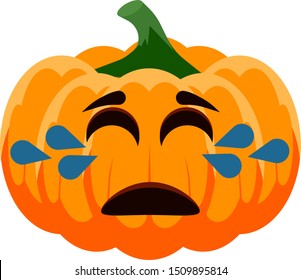 Vector colorful crying sad pumpkin. Autumn and halloween symbol
