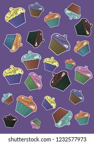 vector colorful cupcaces