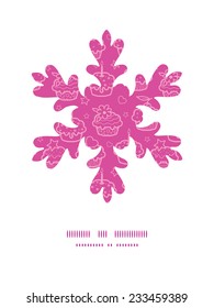 Vector colorful cupcake party Christmas snowflake silhouette pattern frame card template