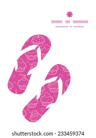 Vector colorful cupcake party flip flops silhouettes pattern frame
