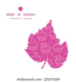Vector colorful cupcake party leaf silhouette pattern frame