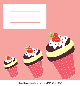 Vector colorful  cupcakes card with rectangle for text