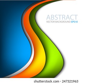 Vector colorful curve background wave line color blue green orange yellow and silver on white and grey space for text and message design