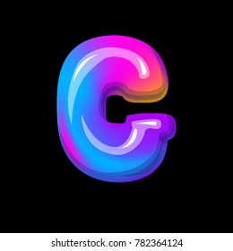 Vector colorful curvy liquid 3d volumetric letter g on black Bubble shapes layout design neon colours bright shiny colorfull bold letter g with gradient pink purple blue yellow colors