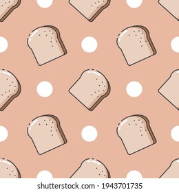 Vector colorful cute bread icon seamless pattern background.