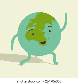 Vector colorful cute card with planet on Earth Day