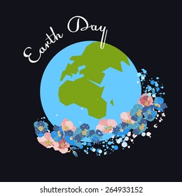 Vector colorful cute card with planet on Earth Day