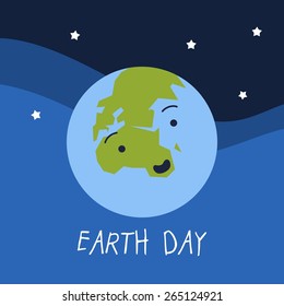 Vector colorful cute card with planet on Earth Day