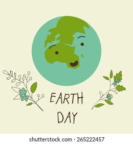 Vector colorful cute card with planet on Earth Day