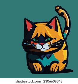 Vector colorful cute cat in pop art style