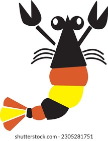 vector colorful cute crayfish and river prawns