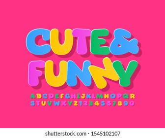 Vector colorful Cute and Funny Font. Kids Alphabet Letters and Numbers.