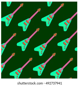 Vector colorful and cute guitar pattern wallpaper. Fabric illustration design. Background for music poster and publication.