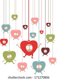 vector colorful cute hearts - Separate layers for easy editing