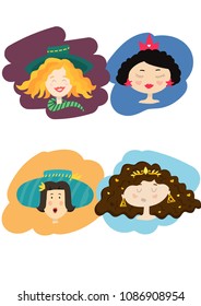 Vector  colorful cute pretty girls characters