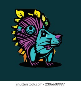 Vector colorful cute rat in pop art style