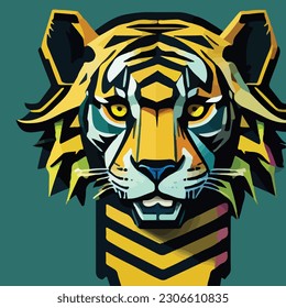 Vector colorful cute tiger in pop art style