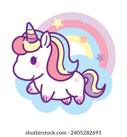vector colorful cute unicorn rainbow