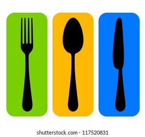 Vector colorful cutlery icon