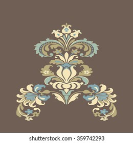 Vector colorful damask floral element design pattern background. Elegant luxury texture color trend. 
