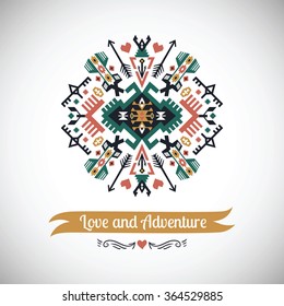 Vector colorful decorative element in native ethnic style