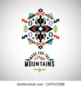 Vector colorful decorative element on native ethnic style