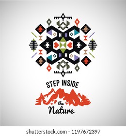 Vector colorful decorative element on native ethnic style