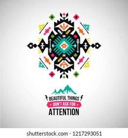 Vector colorful decorative element on native ethnic style