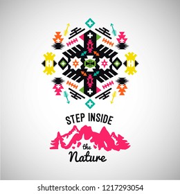 Vector colorful decorative element on native ethnic style