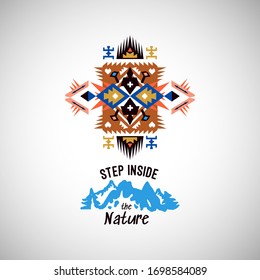 Vector colorful decorative element on native ethnic style