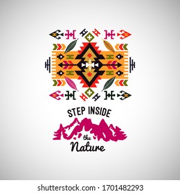 Vector colorful decorative element on native ethnic style