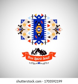 Vector colorful decorative element on native ethnic style