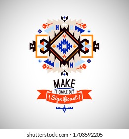 Vector colorful decorative element on native ethnic style