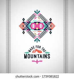 Vector colorful decorative element on native ethnic style