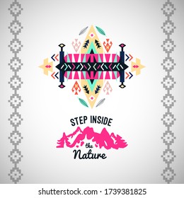 Vector colorful decorative element on native ethnic style