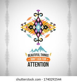 Vector colorful decorative element on native ethnic style