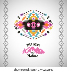 Vector colorful decorative element on native ethnic style