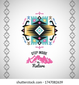 Vector colorful decorative element on native ethnic style