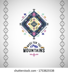 Vector colorful decorative element on native ethnic style