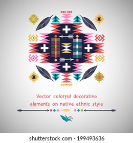 Vector colorful decorative  element  on native ethnic style