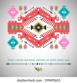 Vector colorful decorative  element  on native ethnic style