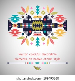 Vector colorful decorative  element  on native ethnic style