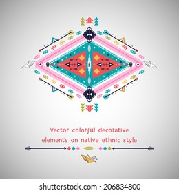 Vector colorful decorative element on native ethnic style
