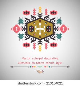 Vector colorful decorative element on native ethnic style