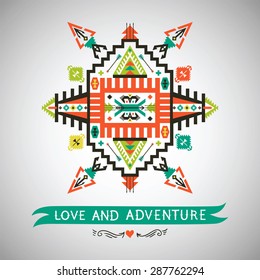Vector colorful decorative element on native ethnic style