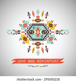Vector colorful decorative element on native ethnic style